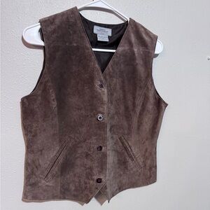 Brown suede  leather Vest Women's Petite M cowboy western 90s cowgirl rodeo